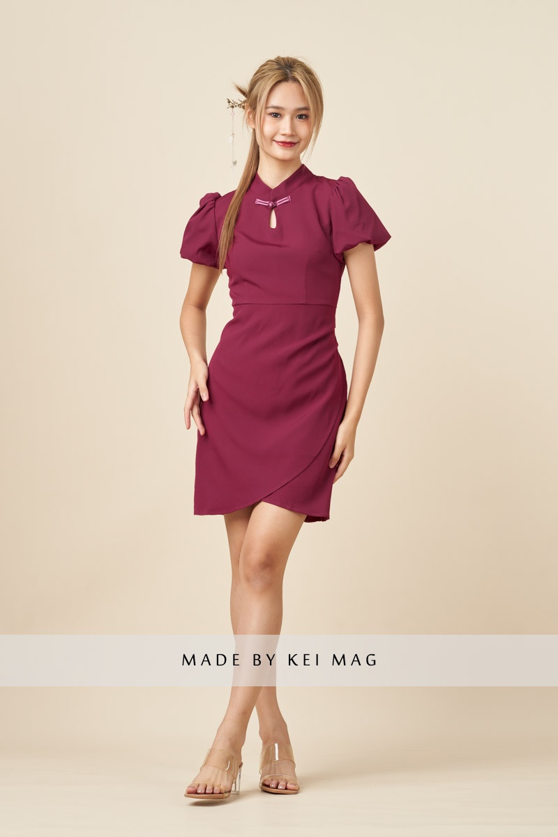 Burgundy overlay dress shop
